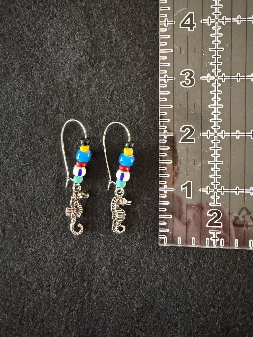 Silver Tone Sea Life Seahorse Dangle Earrings 2"